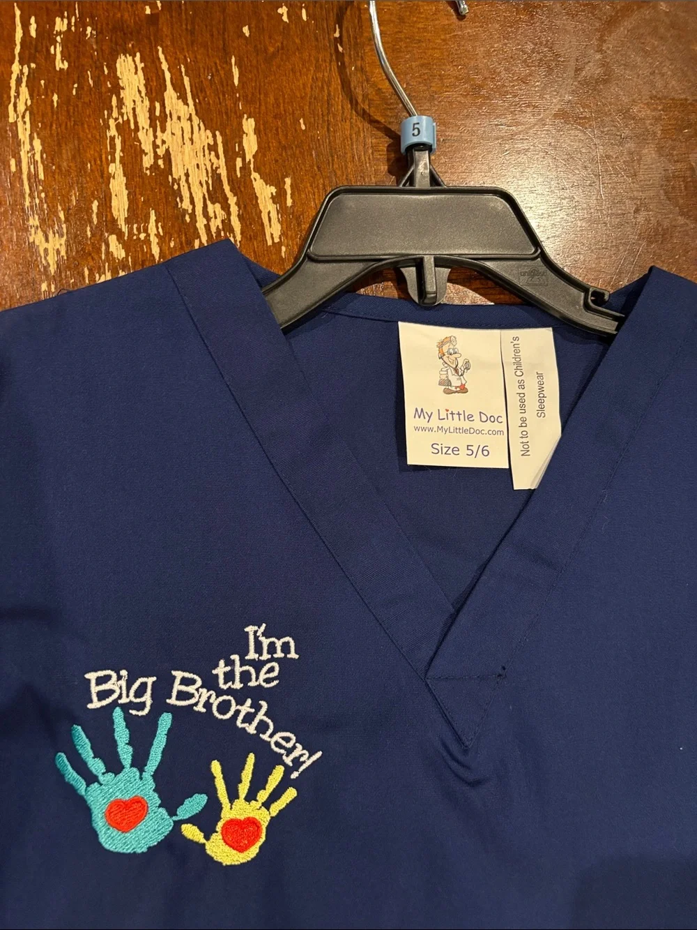 Kids “I’m the big brother” navy scrubs